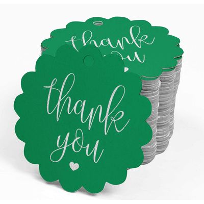 Etiquetas Pendentes de Agradecimento para Chá de Noiva, para Garrafas, Metalizadas, para Lembrancinhas - Inkdotpot 100 Etiquetas Metalizadas / Verde - Prata