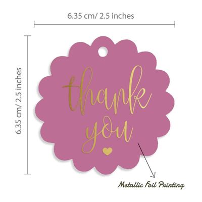 Etiquetas de Papel 'Thank You' para Lembrancinhas de Chá de Noiva com Foil para Artesanato e para Pendurar - Inkdotpot 100 Etiquetas Metalizadas / Rosa - Dourado