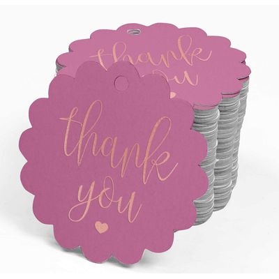 Etiquetas de Papel 'Thank You' para Lembrancinhas de Chá de Noiva com Foil para Artesanato e para Pendurar - Inkdotpot 100 Etiquetas Metalizadas / Rosa - Ouro Rosé