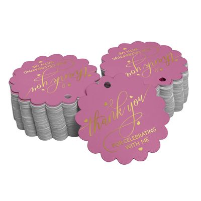 Etiqueta Metalizada de Lembrancinha para Garrafa de Aniversário 'Obrigado por Celebrar Comigo' - Inkdotpot 50 Etiquetas Metalizadas / Rosa - Ouro Rosé
