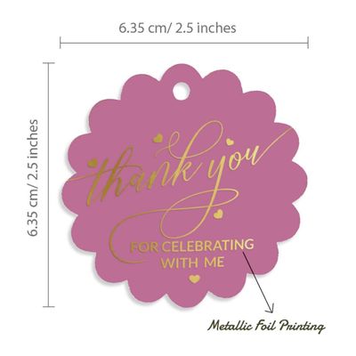 Etiqueta Metalizada de Lembrancinha para Garrafa de Aniversário 'Obrigado por Celebrar Comigo' - Inkdotpot 50 Etiquetas Metalizadas / Rosa - Ouro Rosé