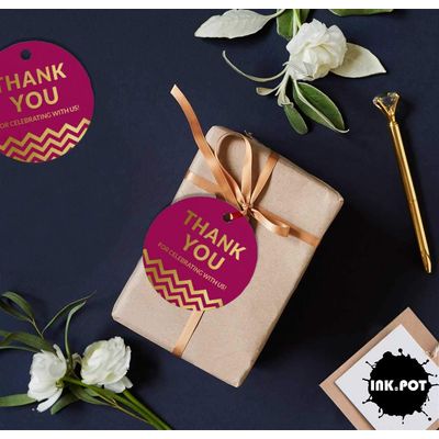 Obrigado por Celebrar Conosco Chá de Noiva/Bebê/Aposentadoria/Casamento/Aniversário Etiquetas de Papel Pendentes Metalizadas - Inkdotpot 100 Etiquetas Metalizadas / Rosa - Ouro Rosé