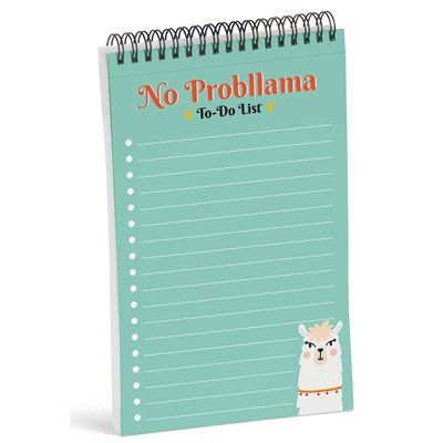 Bloco de Tarefas 15 x 23 cm, Espiral No Probllama Llama, Checklist Diário Destacável, 50 Folhas - Inkdotpot 15,24 Cm × 22,86 Cm / Verde