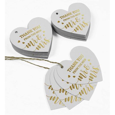 Etiqueta de Papel 'Thank You From The New' para Lembrancinha de Casamento com Foil para Pendurar - Inkdotpot 50 Etiquetas Metalizadas / Branco - Prata