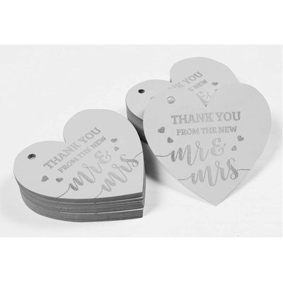 Etiqueta de Papel 'Thank You From The New' para Lembrancinha de Casamento com Foil para Pendurar - Inkdotpot 50 Etiquetas Metalizadas / Branco - Prata
