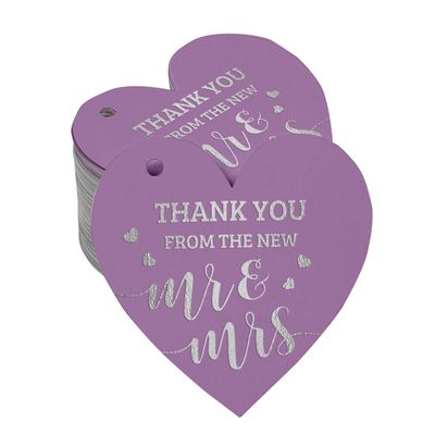 Etiqueta de Garrafa para Casamento 'Thank You From The New' em Metalizado para Lembrancinhas - Inkdotpot 100 Etiquetas Metalizadas / Roxo - Prata