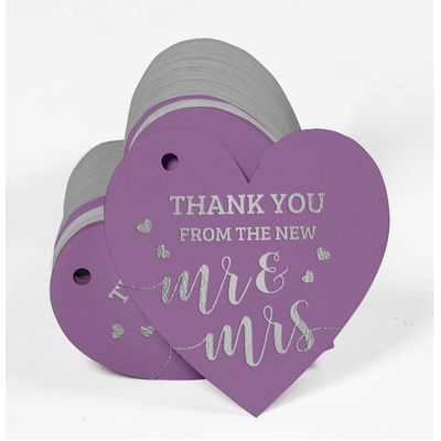 Etiqueta de Garrafa para Casamento 'Thank You From The New' em Metalizado para Lembrancinhas - Inkdotpot 100 Etiquetas Metalizadas / Roxo - Prata