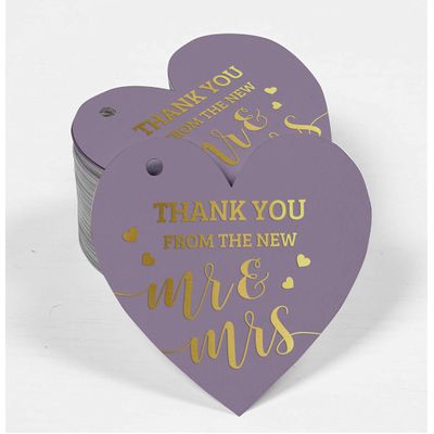Etiqueta de Garrafa para Casamento 'Thank You From The New' em Metalizado para Lembrancinhas - Inkdotpot 100 Etiquetas Metalizadas / Roxo - Prata