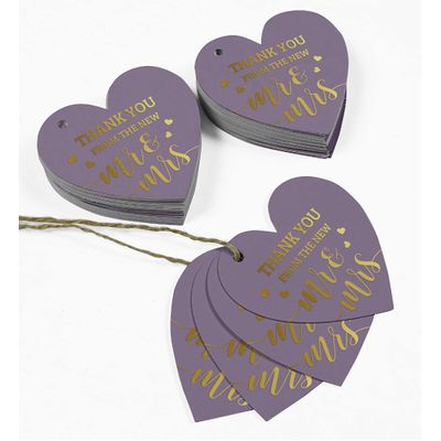 Etiqueta de Garrafa para Casamento 'Thank You From The New' em Metalizado para Lembrancinhas - Inkdotpot 100 Etiquetas Metalizadas / Roxo - Prata