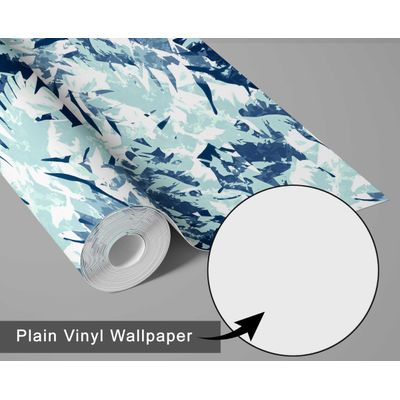 Papel de Parede Folhas Abstratas, Azul, Vinílico Autoadesivo, Revestimento Decorativo Fácil Faça-Você-Mesmo para Quarto e Sala - S4Sassy 63,5 cm (L) × 304,8 cm (C) / Azul - Vinil Texturizado