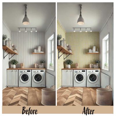 Papel de Parede Xadrez Amarelo, Vinil Autoadesivo Decorativo, Aplicação DIY Fácil para Quarto, Sala de Estar e Ambientes - S4Sassy 63,5 cm (L) × 609,6 cm (C) / Amarelo - Vinil Liso