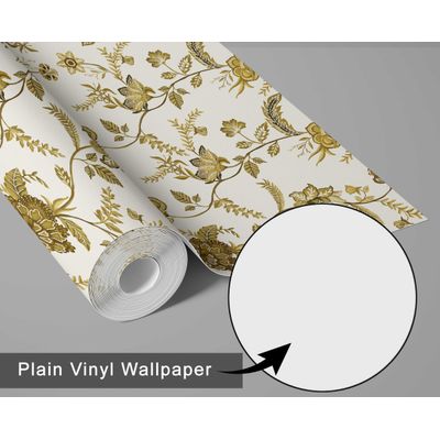 Papel de Parede Trepadeira Floral Estilo Asiático Autoadesivo, Revestimento Decorativo para Quarto e Sala, DIY Fácil - Verde - S4Sassy 63,5 cm (L) × 914,4 cm (C) / Verde - Vinil Liso