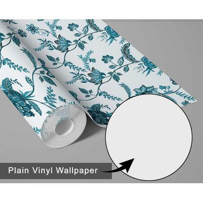 Papel de Parede Trepadeira Floral Estilo Asiático Autoadesivo, Revestimento Decorativo Fácil DIY para Quarto e Sala - Verde - S4Sassy 63,5 cm (L) × 609,6 cm (C) / Verde - Vinil Liso