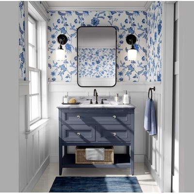 Papel de Parede Trepadeira Floral Estilo Asiático Autoadesivo, Revestimento Decorativo DIY Fácil para Quarto e Sala - Azul - S4Sassy 63,5 cm (L) × 609,6 cm (C) / Azul - Vinil Texturizado