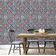 Papel de Parede Vinílico Autoadesivo Estampa Floral Ikat, Estilo Asiático, Fácil Aplicação para Quarto e Sala - Azul - S4Sassy 63,5 cm (L) × 914,4 cm (C) / Azul - Vinil Liso