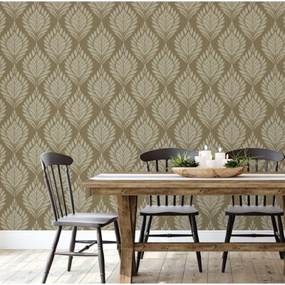 Papel de Parede Motivo Folha Estilo Asiático, Vinil Autoadesivo Decorativo, Fácil Instalação DIY para Quarto e Sala - Verde - S4Sassy 63,5 cm (L) × 914,4 cm (C) / Verde - Vinil Liso