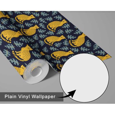 Papel de Parede Estampa Safari de Leopardo Selva Removível Vinil Autoadesivo Decorativo para Quarto e Sala Azul - S4Sassy 63,5 cm (L) × 914,4 cm (C) / Azul - Vinil Liso
