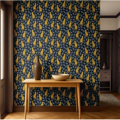 Papel de Parede Estampa Safari de Leopardo Selva Removível Vinil Autoadesivo Decorativo para Quarto e Sala Azul - S4Sassy 63,5 cm (L) × 914,4 cm (C) / Azul - Vinil Liso