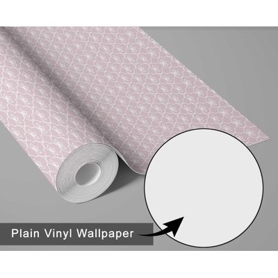 Papel de Parede Mini Estampado de Lótus, Estilo Asiático, Autoadesivo, Decoração DIY Fácil para Quarto e Sala - Rosa - S4Sassy 63,5 cm (L) × 304,8 cm (C) / Rosa - Vinil Liso