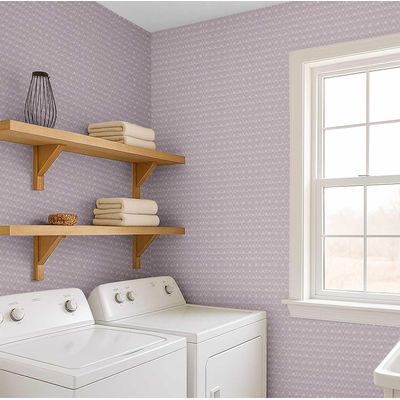 Papel de Parede Mini Estampado de Lótus, Estilo Asiático, Autoadesivo, Decoração DIY Fácil para Quarto e Sala - Rosa - S4Sassy 63,5 cm (L) × 304,8 cm (C) / Rosa - Vinil Liso