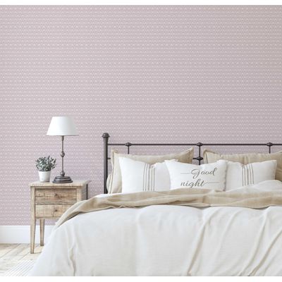 Papel de Parede Mini Estampado de Lótus, Estilo Asiático, Autoadesivo, Decoração DIY Fácil para Quarto e Sala - Rosa - S4Sassy 63,5 cm (L) × 304,8 cm (C) / Rosa - Vinil Liso