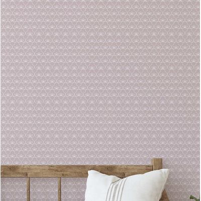 Papel de Parede Mini Estampado de Lótus, Estilo Asiático, Autoadesivo, Decoração DIY Fácil para Quarto e Sala - Rosa - S4Sassy 63,5 cm (L) × 304,8 cm (C) / Rosa - Vinil Liso