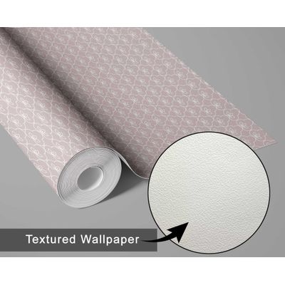 Papel de Parede Mini Estampado de Lótus, Estilo Asiático, Autoadesivo, Decoração DIY Fácil para Quarto e Sala - Rosa - S4Sassy 63,5 cm (L) × 914,4 cm (C) / Rosa - Vinil Texturizado