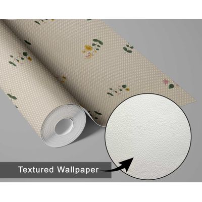 Papel de Parede Florestal Ornamental Bege Autoadesivo, Envelopamento Fácil para Quarto Estilo Fazenda, Sala, Armários, Ambientes - S4Sassy 63,5 cm (L) × 914,4 cm (C) / Bege - Vinil Texturizado