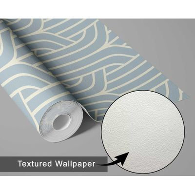 Papel Contact Vinílico Autoadesivo Impermeável Azul Estampa Art Déco Streamline Removível para Quartos e Salas - S4Sassy 63,5 cm (L) × 609,6 cm (C) / Azul - Vinil Texturizado