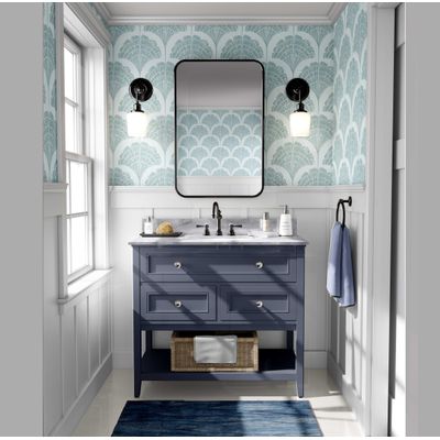 Vinílico Autoadesivo Folha Leque Chic, Papel Contact À Prova d'Água Azul, Removível para Quartos, Salas, Locação e Armários - S4Sassy 63,5 cm (L) × 152,4 cm (C) / Azul - Vinil Texturizado