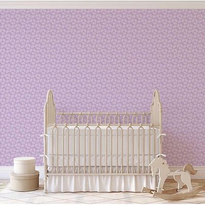 Papel de Parede Vinílico Autoadesivo (Papel Contact) Impermeável Roxo, Estampa de Folhas Pequenas, Removível para Quartos e Salas - S4Sassy 63,5 cm (L) × 304,8 cm (C) / Roxo - Vinil Liso