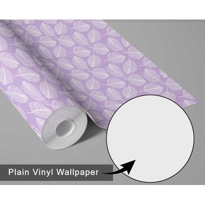 Papel de Parede Vinílico Autoadesivo (Papel Contact) Impermeável Roxo, Estampa de Folhas Pequenas, Removível para Quartos e Salas - S4Sassy 63,5 cm (L) × 914,4 cm (C) / Roxo - Vinil Liso