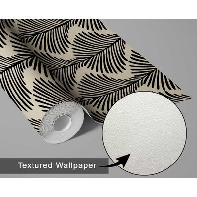 Papel de Parede Vinílico Autoadesivo Removível e Moderno, Impermeável, Folha de Pinheiro Monocromática, Preto para Quartos e Salas - S4Sassy 63,5 cm (L) × 914,4 cm (C) / Preto - Vinil Texturizado