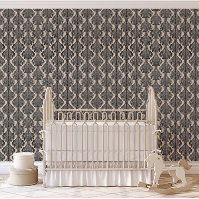 Papel de Parede Vinílico Autoadesivo Removível e Moderno, Impermeável, Folha de Pinheiro Monocromática, Preto para Quartos e Salas - S4Sassy 63,5 cm (L) × 914,4 cm (C) / Preto - Vinil Texturizado
