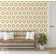 Papel de Parede Vinílico Autoadesivo Ikat Circular Urbano Impermeável - Amarelo, Removível para Quarto, Sala e Ambientes Alugados - S4Sassy 63,5 cm (L) × 914,4 cm (C) / Amarelo - Vinil Liso