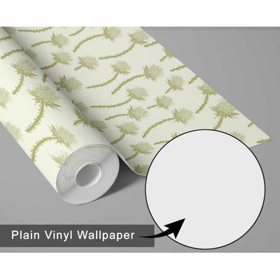 Revestimento de Parede Autoadesivo Vinil Removível, Estampa Floral de Cardo Mural Verde para Quarto, Banheiro, Lavanderia, Closet - S4Sassy 63,5 cm (L) × 609,6 cm (C) / Verde - Vinil Liso