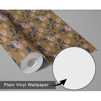Revestimento de Parede Autoadesivo Vintage Rosas em Flor Verde, Mural Removível para Quarto, Banheiro, Lavanderia, Closet - S4Sassy 63,5 cm (L) × 914,4 cm (C) / Verde - Vinil Liso