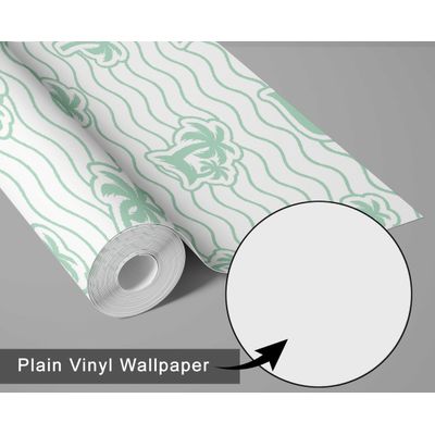 Revestimento Vinílico Autoadesivo Removível com Estampa Ilha de Coqueiros Verde - Mural Rápido para Banheiro, Lavanderia e Closet - S4Sassy 63,5 cm (L) × 914,4 cm (C) / Verde - Vinil Liso