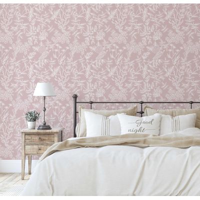 Papel Contact Vinílico Autoadesivo Removível, Impermeável, Estampa Aquarela Flores Silvestres para Parede/Armário/Cômoda, Rosa - S4Sassy 63,5 cm (L) × 304,8 cm (C) / Rosa - Vinil Liso