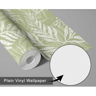 Papel de Parede Autoadesivo com Estampa de Folhas, Papel Contact Vinílico Impermeável, Verde, Removível, Ideal para Locatários - S4Sassy 63,5 cm (L) × 304,8 cm (C) / Verde - Vinil Liso