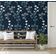 Papel de Parede Autoadesivo Vinil Removível Azul Estampa Floral de Botões, Parede de Destaque para Entrada e Escritório, Solução - S4sassy 63,5 cm (L) × 304,8 cm (C) / Azul - Vinil Texturizado