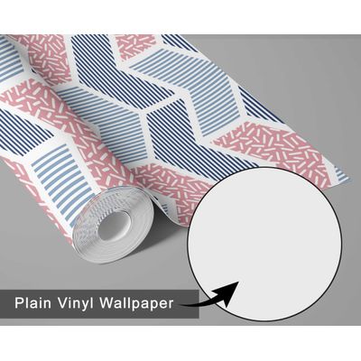 Papel de Parede Autoadesivo Rosa com Estampa Geométrica e Listrada, Vinil Removível para Parede de Destaque no Hall - S4sassy 63,5 cm (L) × 609,6 cm (C) / Rosa - Vinil Liso