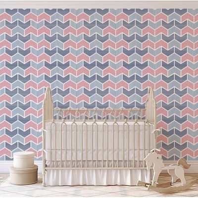 Papel de Parede Autoadesivo Rosa com Estampa Geométrica e Listrada, Vinil Removível para Parede de Destaque no Hall - S4sassy 63,5 cm (L) × 609,6 cm (C) / Rosa - Vinil Liso