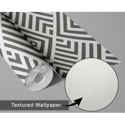Papel de Parede Autoadesivo Geométrico em Losangos Cinza, Vinil Removível DIY, Papel Contact para Parede de Destaque na Entrada - S4sassy 63,5 cm (L) × 609,6 cm (C) / Cinza - Vinil Texturizado