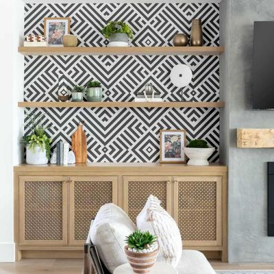 Papel de Parede Autoadesivo Geométrico em Losangos Cinza, Vinil Removível DIY, Papel Contact para Parede de Destaque na Entrada - S4sassy 63,5 cm (L) × 609,6 cm (C) / Cinza - Vinil Texturizado