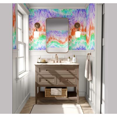 Papel de Parede Autoadesivo Boho Tie-Dye Arco-Íris Vinílico Impermeável Multicor Removível para Inquilinos Quarto/Sala de Jantar - S4Sassy 63,5 cm (L) × 609,6 cm (C) / Multicolorido - Vinil Liso