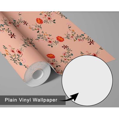Papel de Parede Autocolante Decorativo Floral Delicado Laranja, Vinil Impermeável Removível, Ideal para Inquilinos, Quarto e Sala - S4sassy 63,5 cm (L) × 304,8 cm (C) / Laranja - Vinil Liso