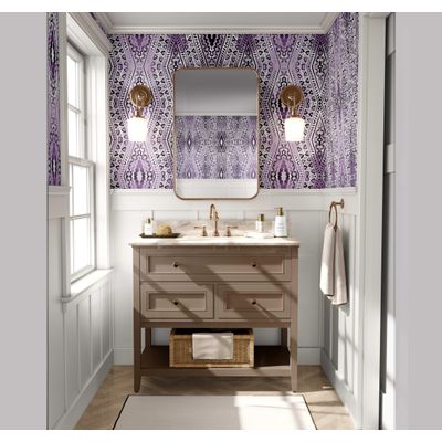 Papel de Parede Autoadesivo Boho Estampa Tribal Vinil Impermeável Roxo Removível Amigável para Inquilinos Quarto e Sala de Jantar - S4sassy 63,5 cm (L) × 152,4 cm (C) / Roxo - Vinil Liso