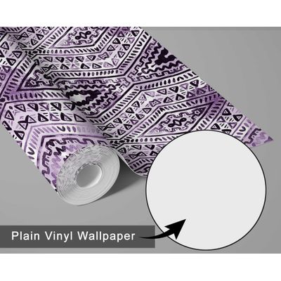 Papel de Parede Autoadesivo Boho Estampa Tribal Vinil Impermeável Roxo Removível Amigável para Inquilinos Quarto e Sala de Jantar - S4sassy 63,5 cm (L) × 152,4 cm (C) / Roxo - Vinil Liso