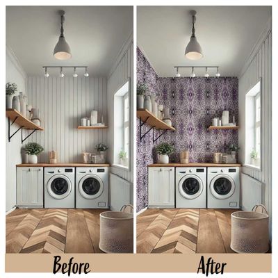 Papel de Parede Autoadesivo Boho Estampa Tribal Vinil Impermeável Roxo Removível Amigável para Inquilinos Quarto e Sala de Jantar - S4sassy 63,5 cm (L) × 152,4 cm (C) / Roxo - Vinil Liso